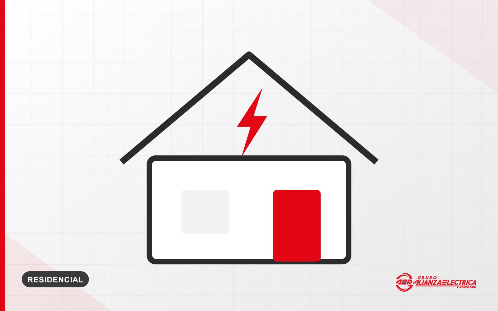Ilustración de una vivienda con un símbolo de energía eléctrica en su interior